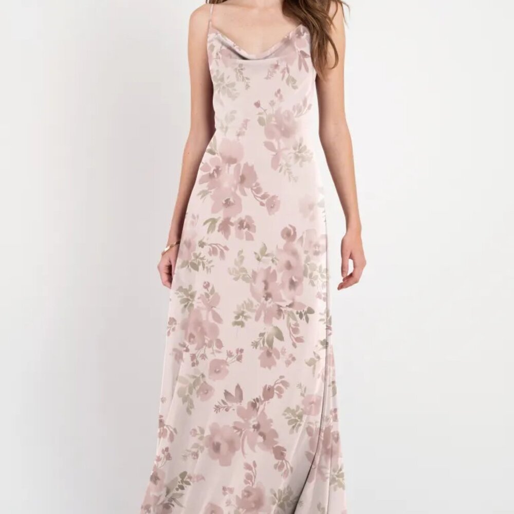 Blush Patterned Jenny Yoo Size 8 Floor Length Gown - Good Condition